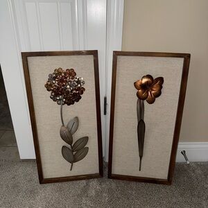 Boho Metal Floral Wall Art Set